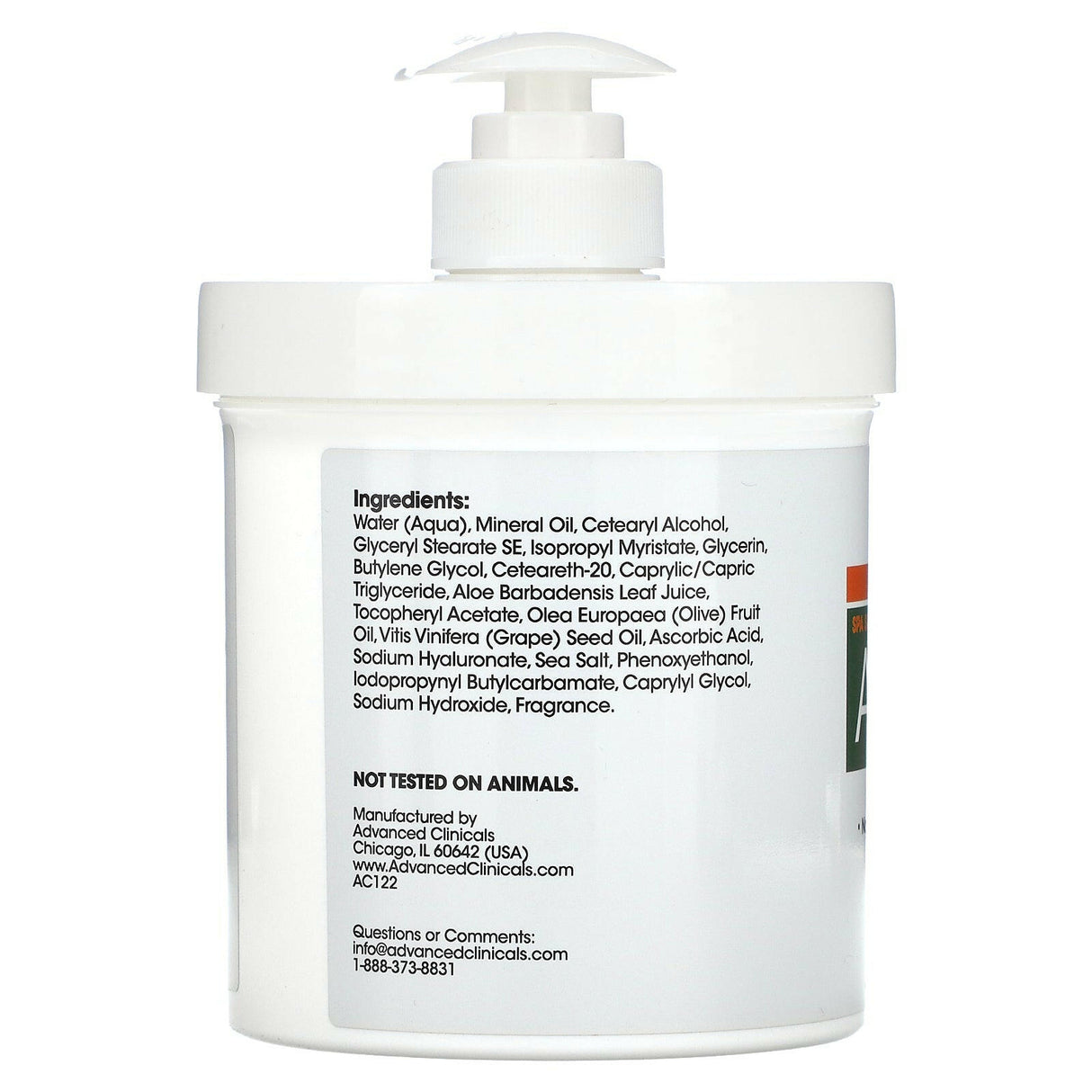 Advanced Clinicals, Aloe Vera, Soothe + Recover Cream, 16 oz (454 g) - Supply Center USA