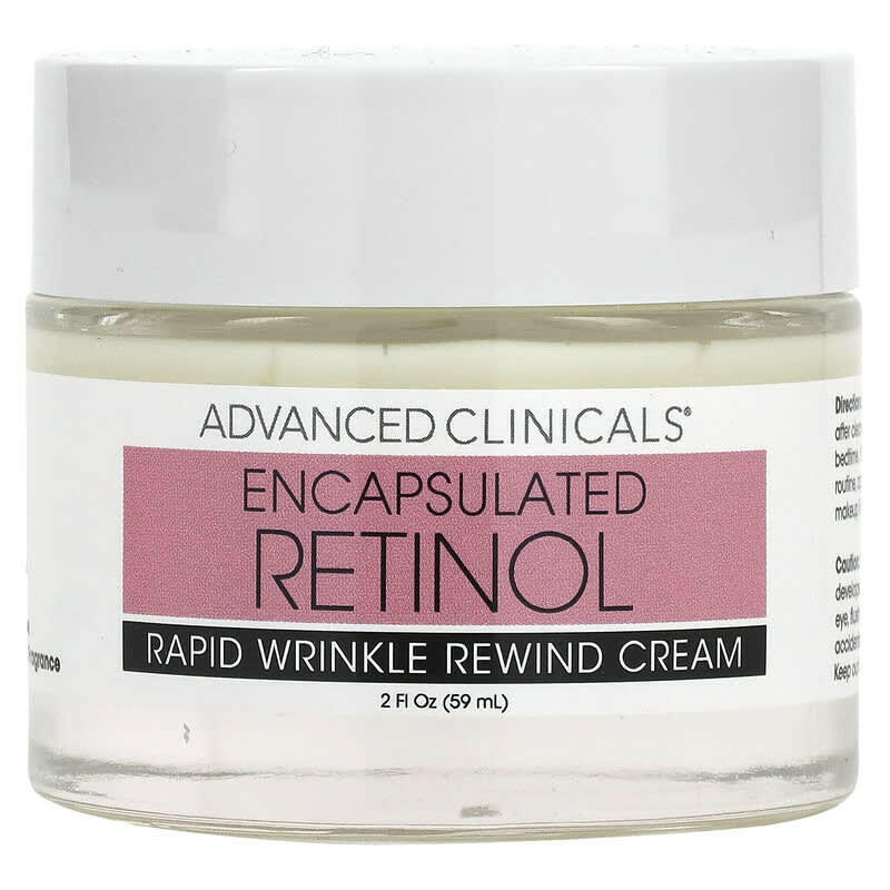 Advanced Clinicals, Encapsulated Retinol, Rapid Wrinkle Rewind Cream, Fragrance Free, 2 fl oz (59 ml) - Supply Center USA
