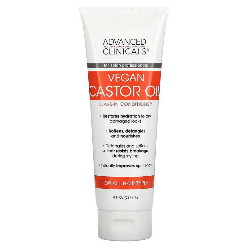 Advanced Clinicals, Vegan Castor Oil, Leave-In Conditioner, For All Hair Types, 8 fl oz (237 ml) - Supply Center USA