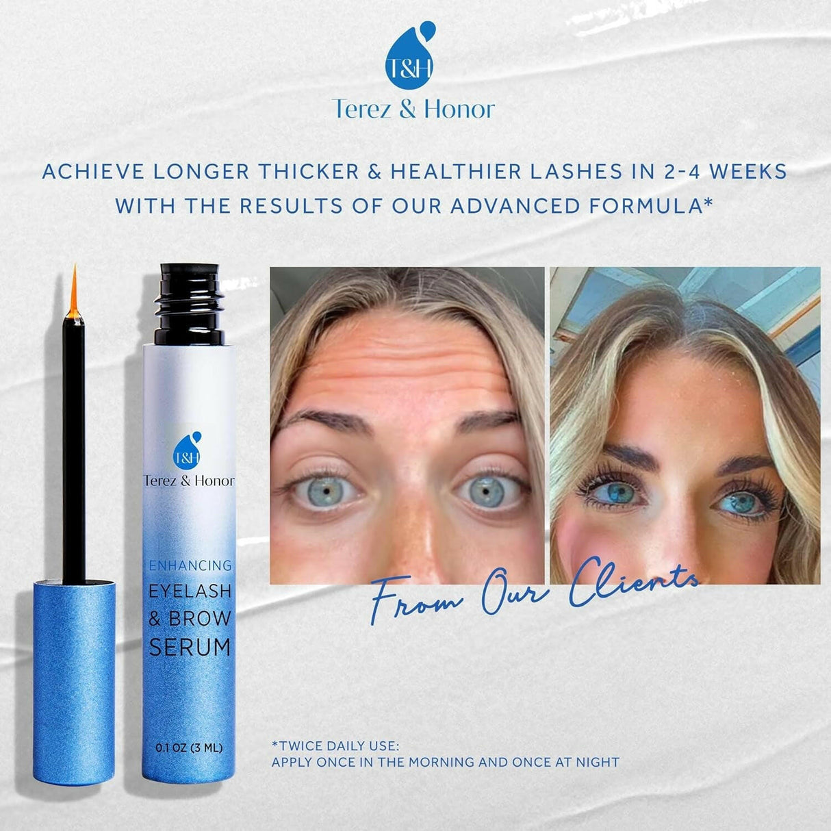 Advanced Eyelash Serum for Thicker, Longer Eyelashes and Eyebrows - Grow Luscious Lashes with Brow Enhancer (3Ml) - Supply Center USA