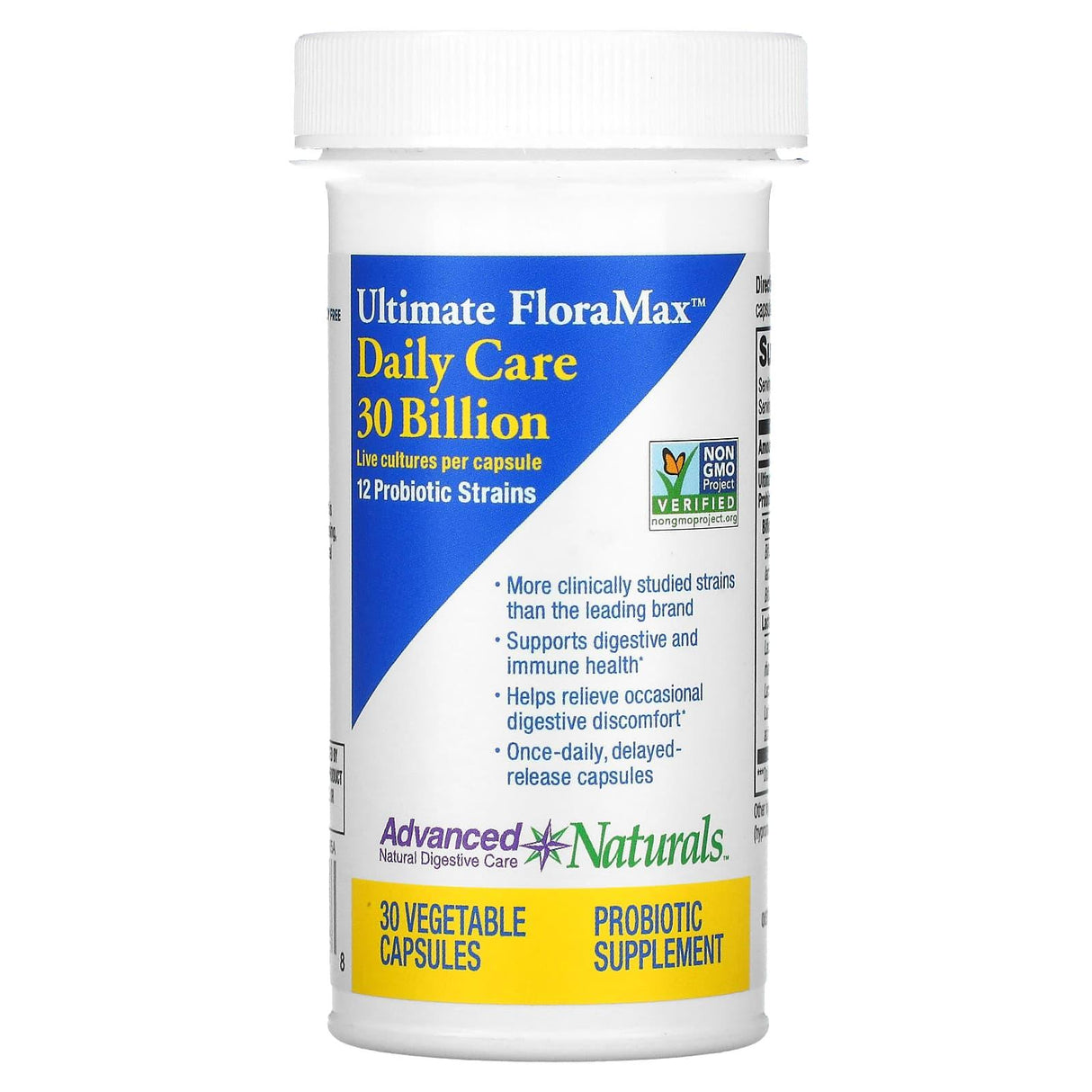 Advanced Naturals, Ultimate FloraMax, Daily Care, 30 Billion, 30 Vegetable Capsules - Supply Center USA