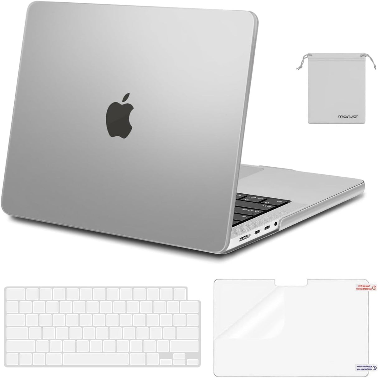 MOSISO Compatible with Macbook Pro 14 Inch Case 2024 2023 2022 2021 M4 M3 M2 M1 Pro Max A3112 A3185 A3401 A2918 A2992 A2779 A2442, Plastic Hard Shell&Keyboard Cover&Screen Film&Pouch, Black