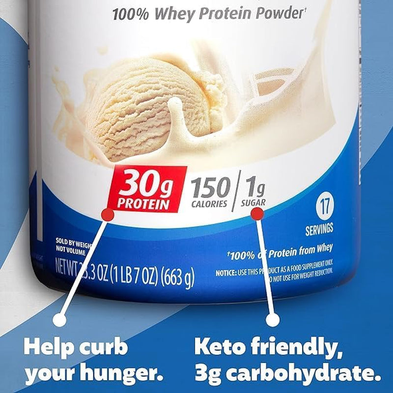 Premier Protein Powder, Vanilla Milkshake, 30G Protein, 1G Sugar, 100% Whey Protein, Keto Friendly, No Soy Ingredients, Gluten Free, 17 Servings, 23.3 Ounces