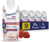 Ensure Max Protein Shake | Milk Chocolate | Ready to Drink | 30G Protein for Muscle Building | 1G Sugar, 4G Fiber | 11 Fl Oz - 12 Pack