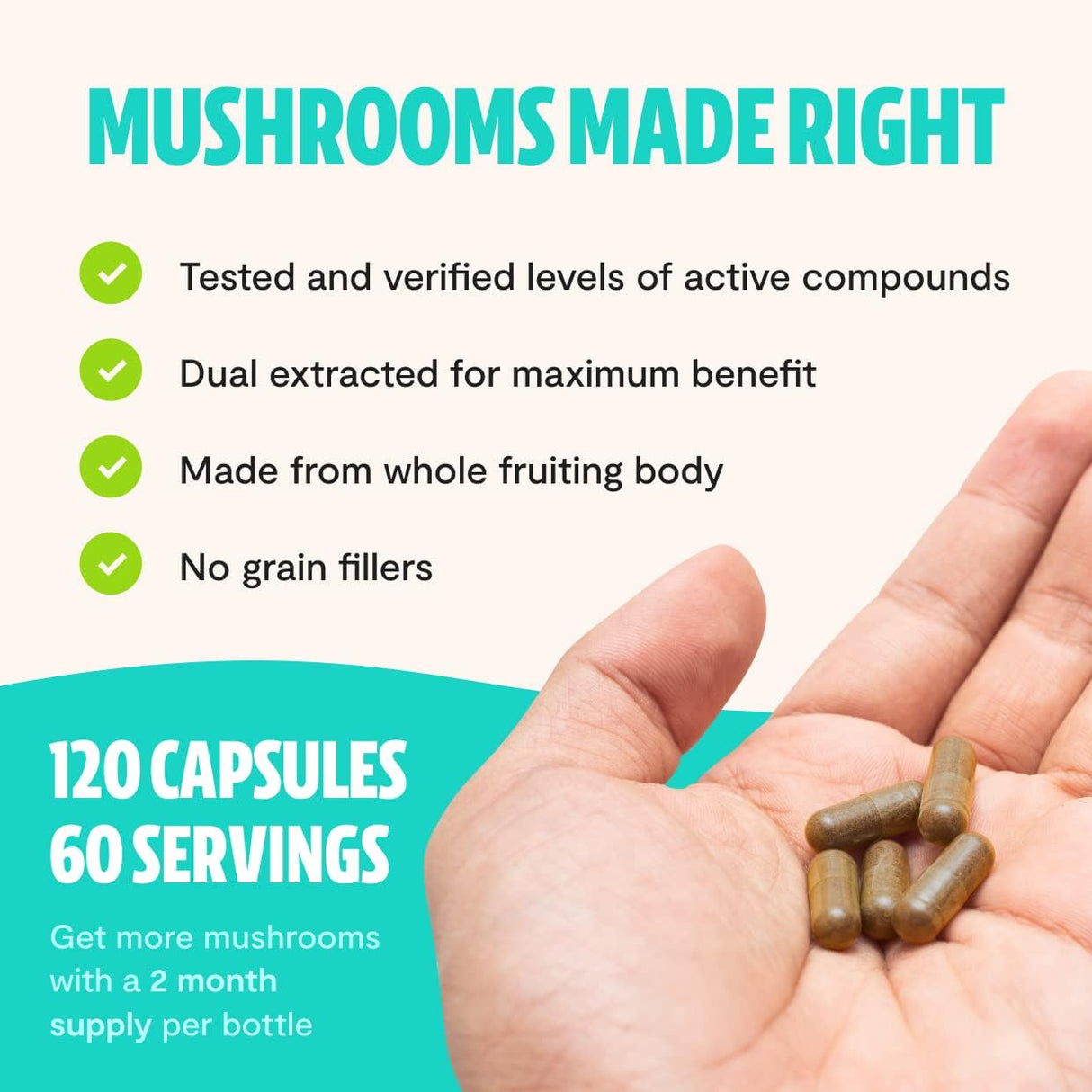 Freshcap Ultimate Mushroom Complex - Ayurveda Lions Mane, Reishi, Cordyceps, Chaga, Turkey Tail, Maitake - Immune Support & Nootropic Supplements for Immunity, Energy, Memory & Focus (120 Capsules)