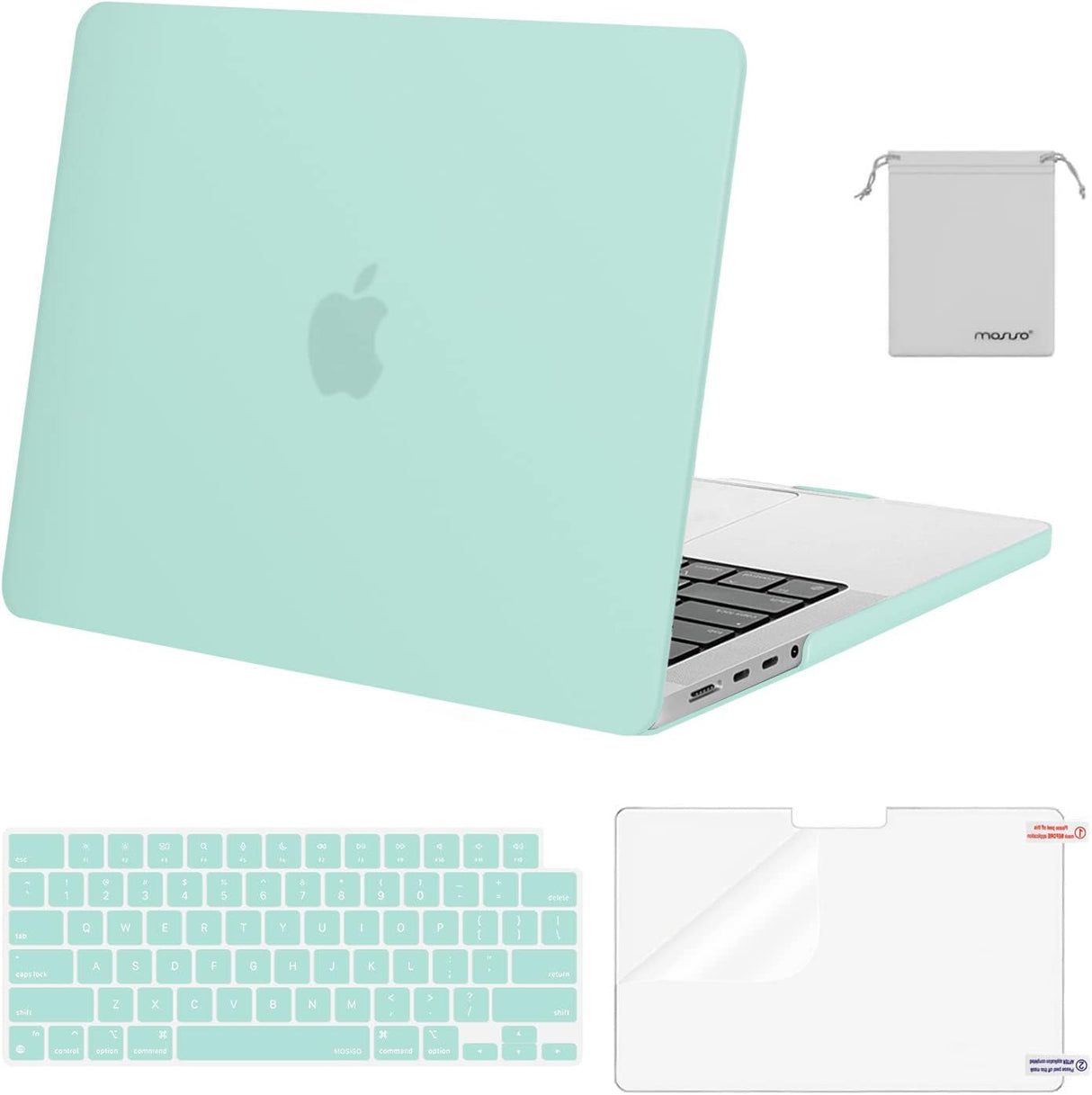 MOSISO Compatible with Macbook Pro 14 Inch Case 2024 2023 2022 2021 M4 M3 M2 M1 Pro Max A3112 A3185 A3401 A2918 A2992 A2779 A2442, Plastic Hard Shell&Keyboard Cover&Screen Film&Pouch, Black