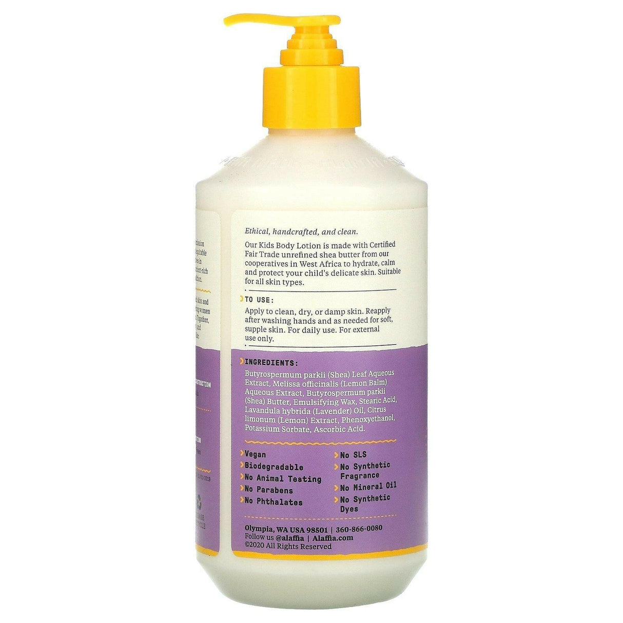 Alaffia, Kids, Body Lotion, Lemon Lavender, 16 fl oz (476 ml) - Supply Center USA