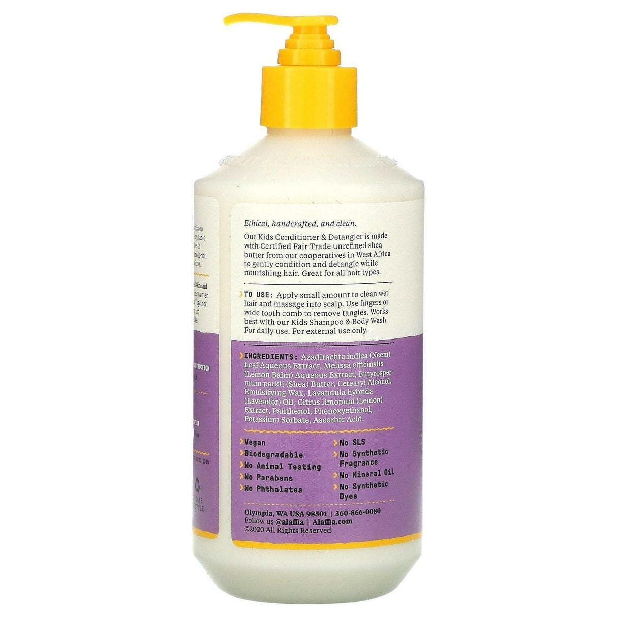 Alaffia, Kids, Conditioner & Detangler, Lemon Lavender, 16 fl oz (476 ml) - Supply Center USA