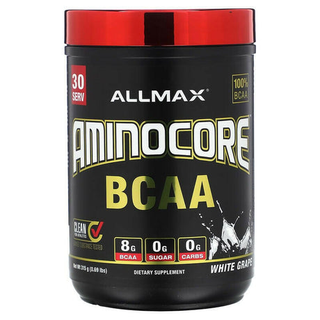 ALLMAX, AMINOCORE BCAA, White Grape, 0.69 lbs (315 g) - Supply Center USA