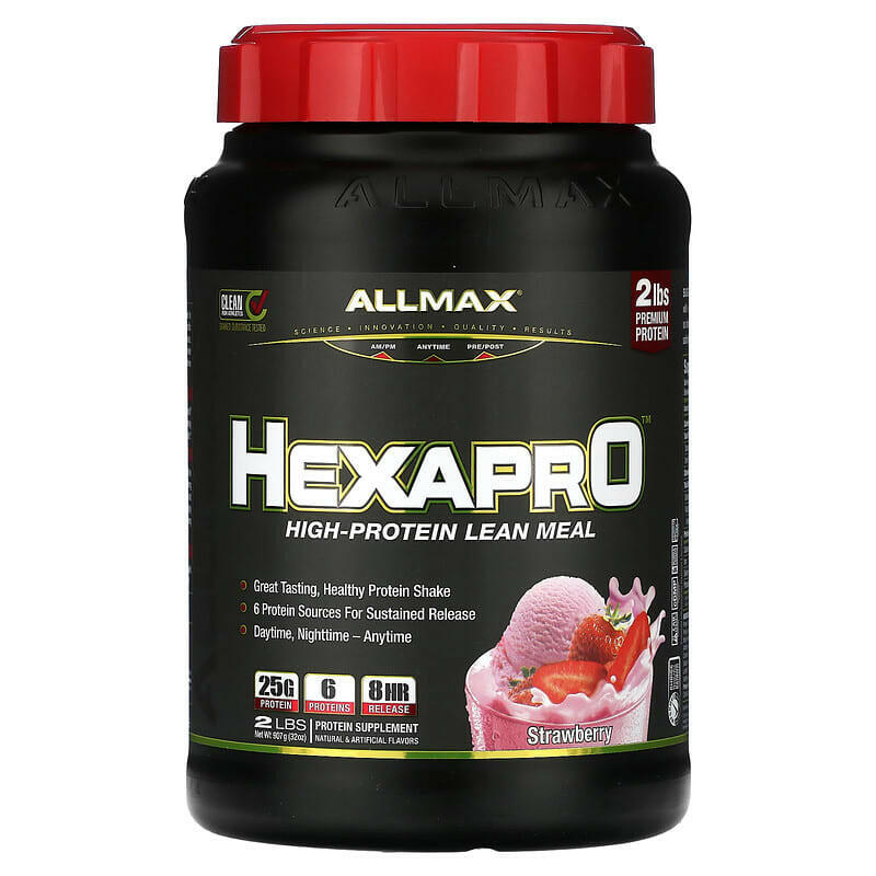 ALLMAX, Hexapro, High-Protein Lean Meal, Strawberry, 2 lbs (907 g) - Supply Center USA