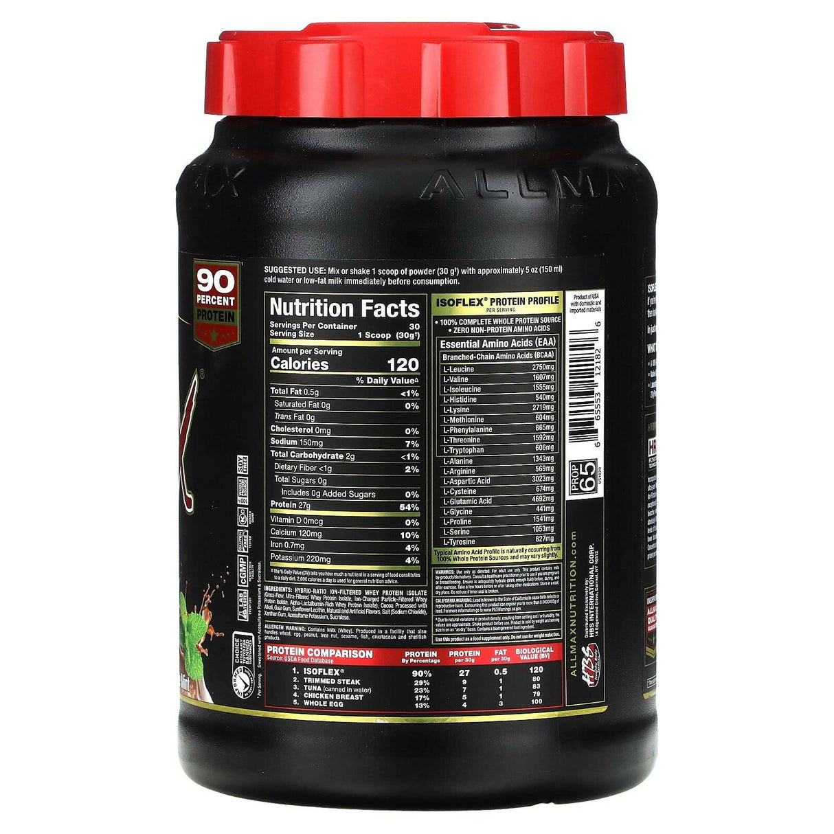 ALLMAX, Isoflex, Pure Whey Protein Isolate, Chocolate Mint, 2 lbs (908 g) - Supply Center USA