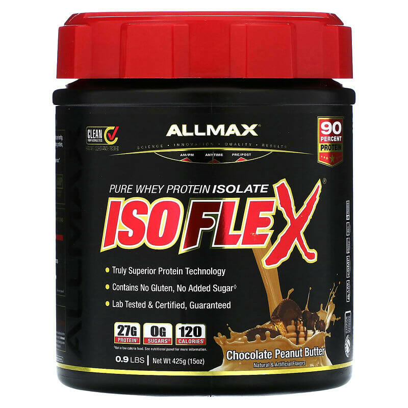 ALLMAX, Isoflex, Pure Whey Protein Isolate, Chocolate Peanut Butter, 0.9 lbs (425 g) - Supply Center USA