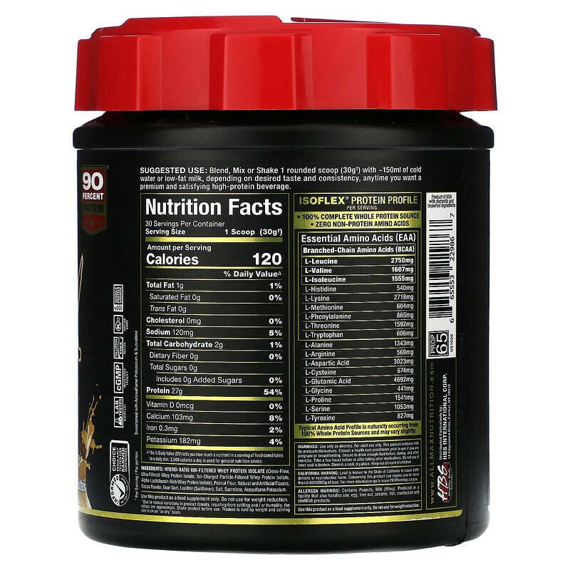 ALLMAX, Isoflex, Pure Whey Protein Isolate, Chocolate Peanut Butter, 0.9 lbs (425 g) - Supply Center USA