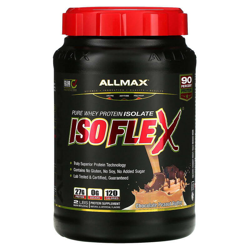 ALLMAX, Isoflex, Pure Whey Protein Isolate, Chocolate Peanut Butter, 0.9 lbs (425 g) - Supply Center USA