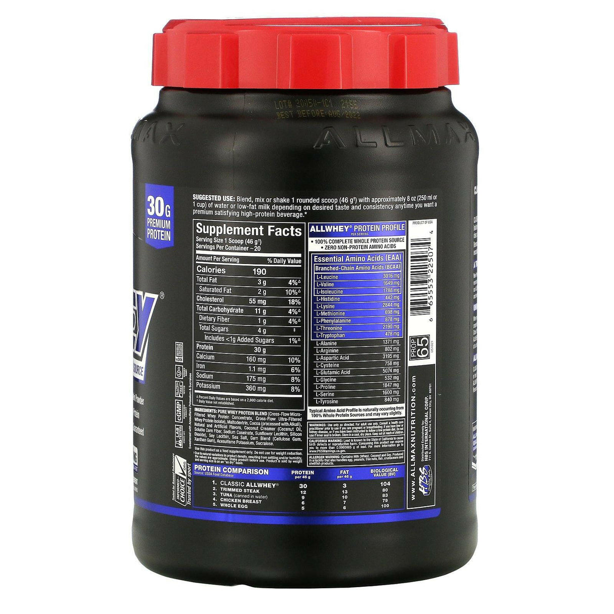 ALLMAX Nutrition, AllWhey Classic, 100% Whey Protein, Chocolate, 2 lbs (907 g) - Supply Center USA