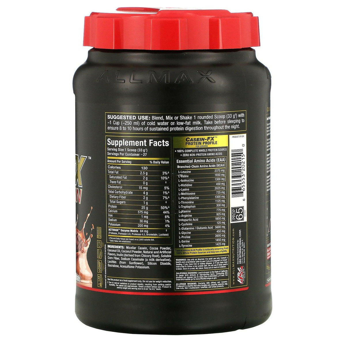 ALLMAX Nutrition, CaseinFX, 100% Casein Micellar Protein, Chocolate, 2 lbs. (907 g) - Supply Center USA
