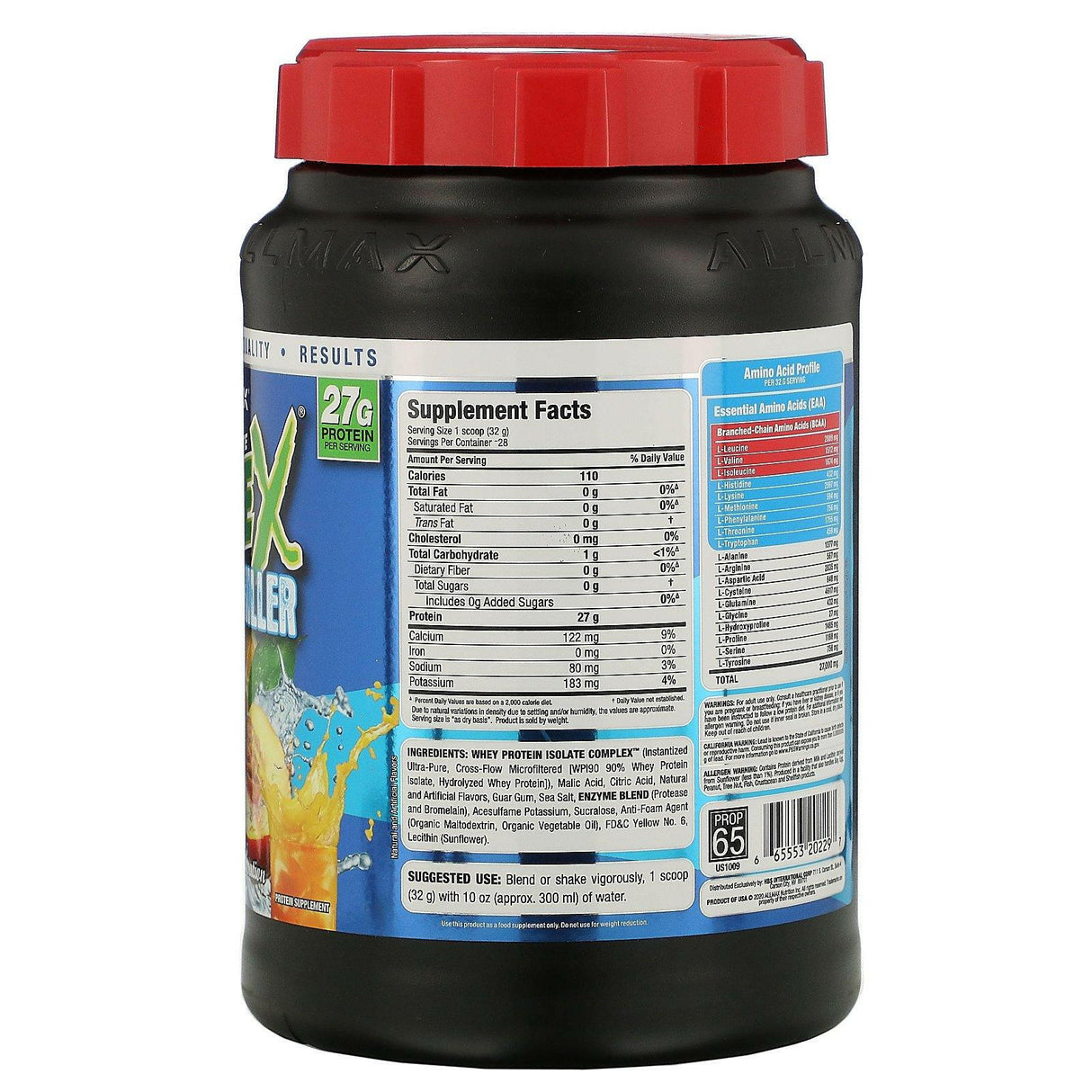 ALLMAX Nutrition, Isoflex Chiller, 100% Ultra-Pure Whey Protein Isolate (WPI Ion-Charged Particle Filtration), Citrus Peach Sensation, 2 lbs (907 g) - Supply Center USA
