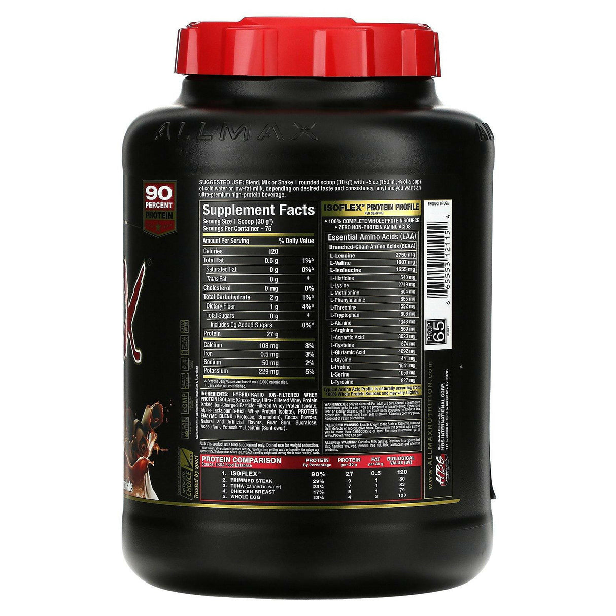 ALLMAX Nutrition, Isoflex, Pure Whey Protein Isolate, Chocolate, 5 lbs (2.27 kg) - Supply Center USA
