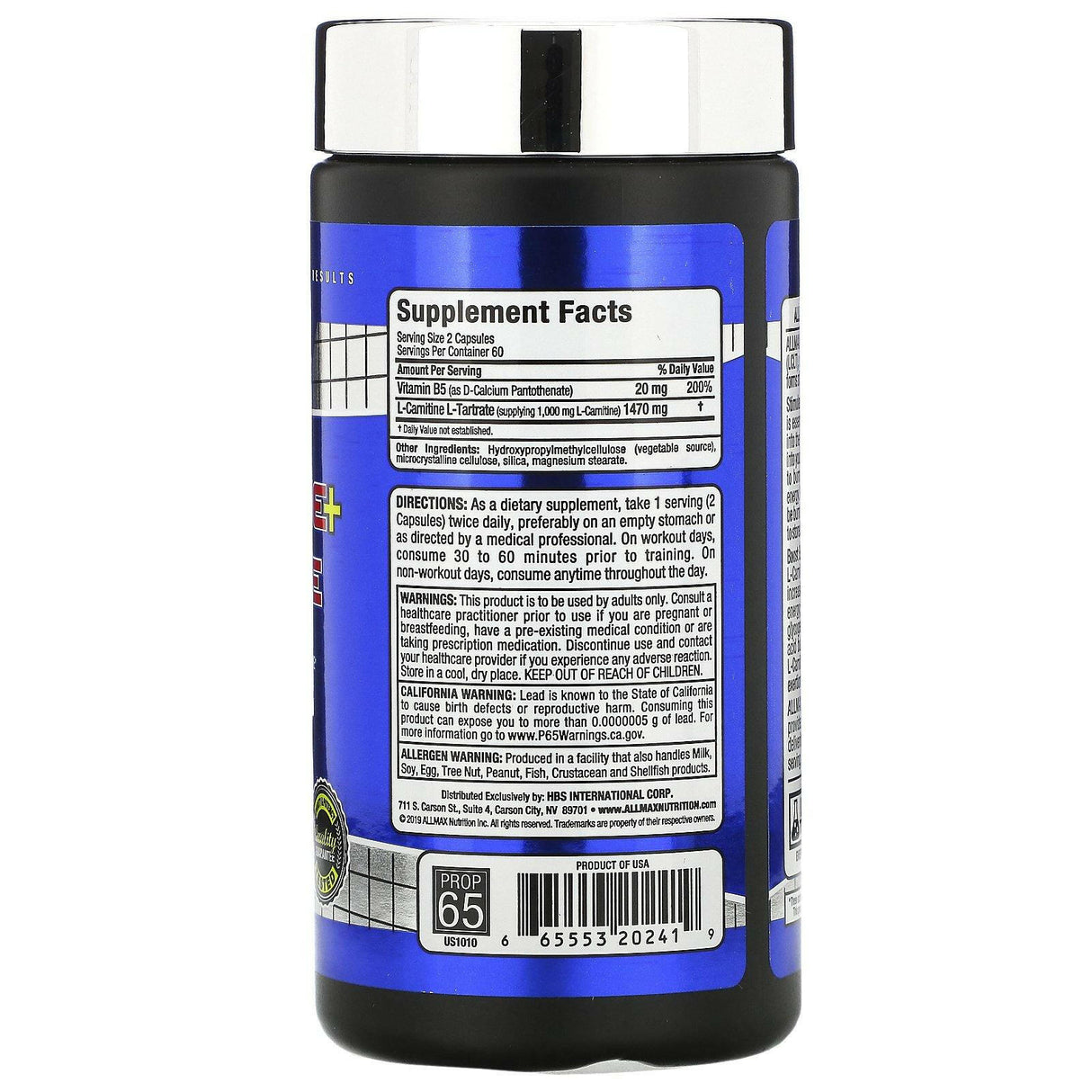 ALLMAX Nutrition, L-Carnitine + Tartrate, 120 Capsules - Supply Center USA