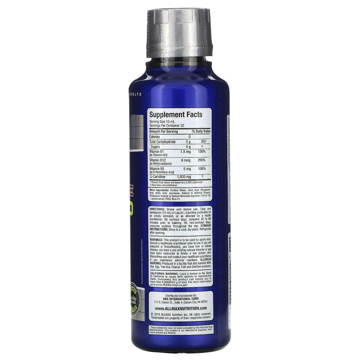 ALLMAX Nutrition, Liquid L-Carnitine 1500, Blue Raspberry, 16 oz (473 ml) - Supply Center USA