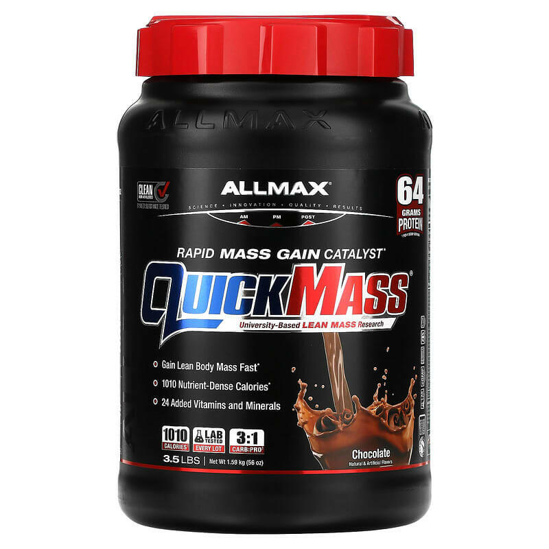 ALLMAX, QuickMass, Rapid Mass Gain Catalyst, Strawberry-Banana, 3.5 lbs (1.59 kg) - Supply Center USA