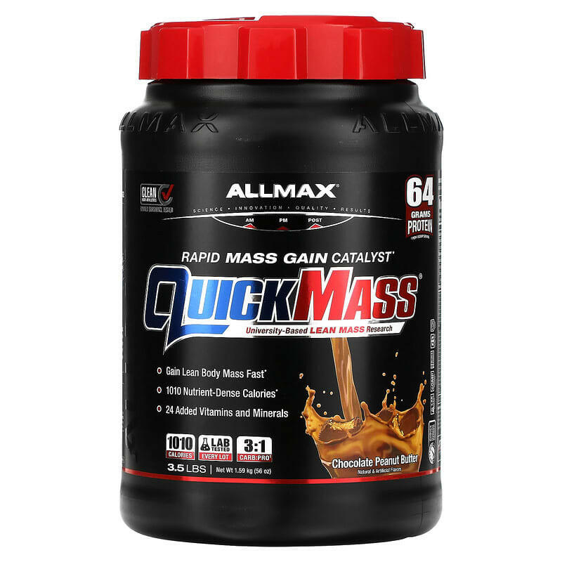 ALLMAX, QuickMass, Rapid Mass Gain Catalyst, Strawberry-Banana, 3.5 lbs (1.59 kg) - Supply Center USA