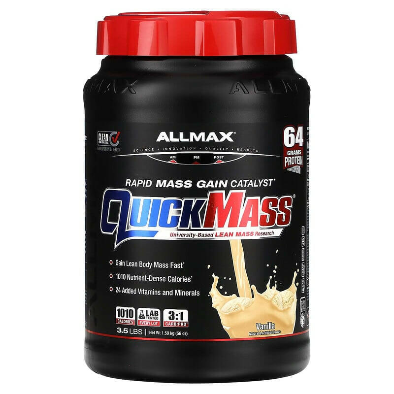 ALLMAX, QuickMass, Rapid Mass Gain Catalyst, Strawberry-Banana, 3.5 lbs (1.59 kg) - Supply Center USA