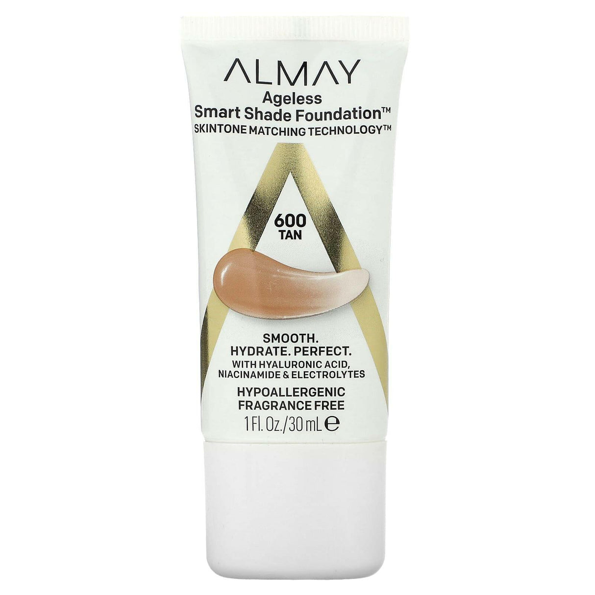 Almay, Ageless Smart Shade Foundation, 600 Tan, 1 fl oz (30 ml) - Supply Center USA