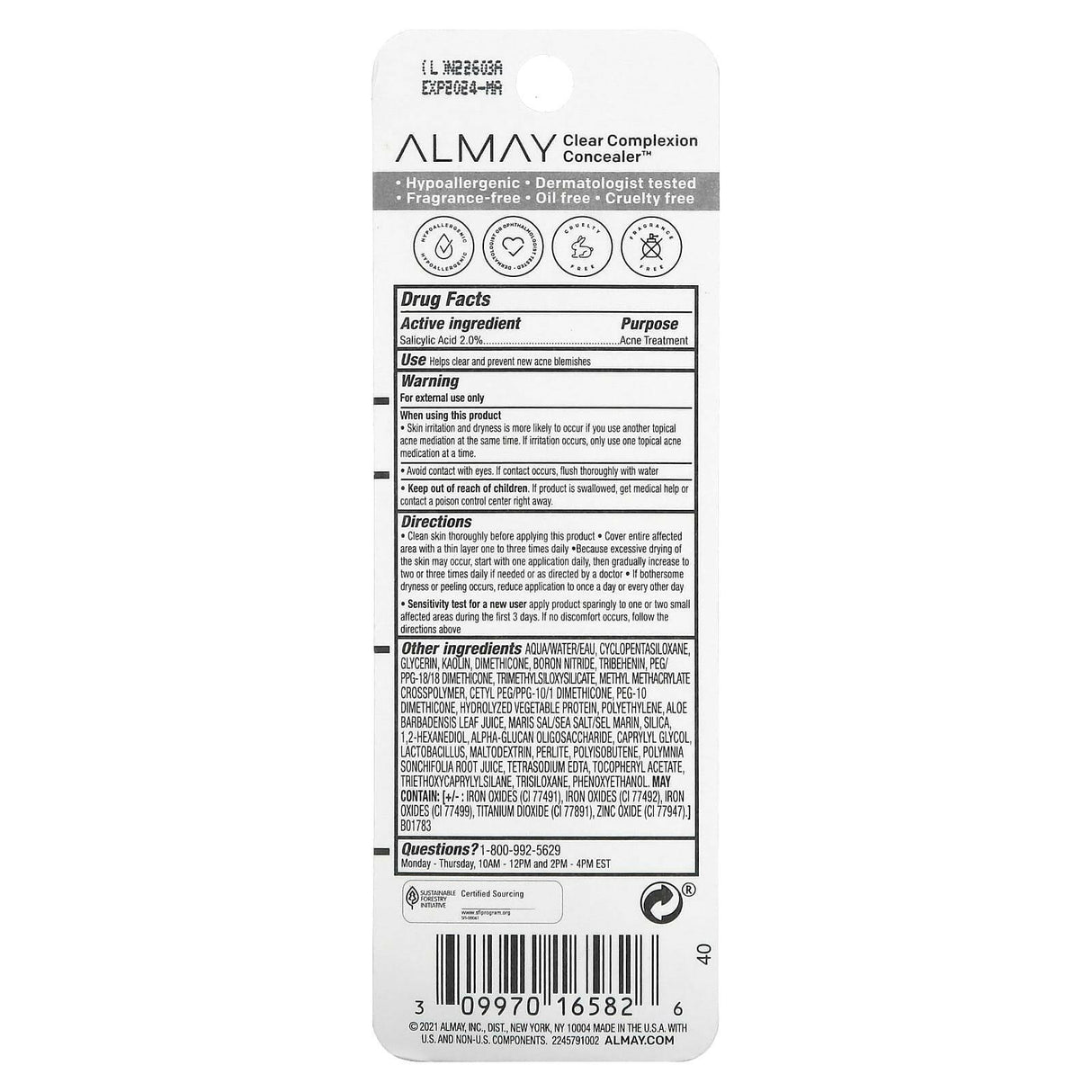 Almay, Clear Complexion Concealer, 100 Light , 0.3 fl oz (9 ml) - Supply Center USA