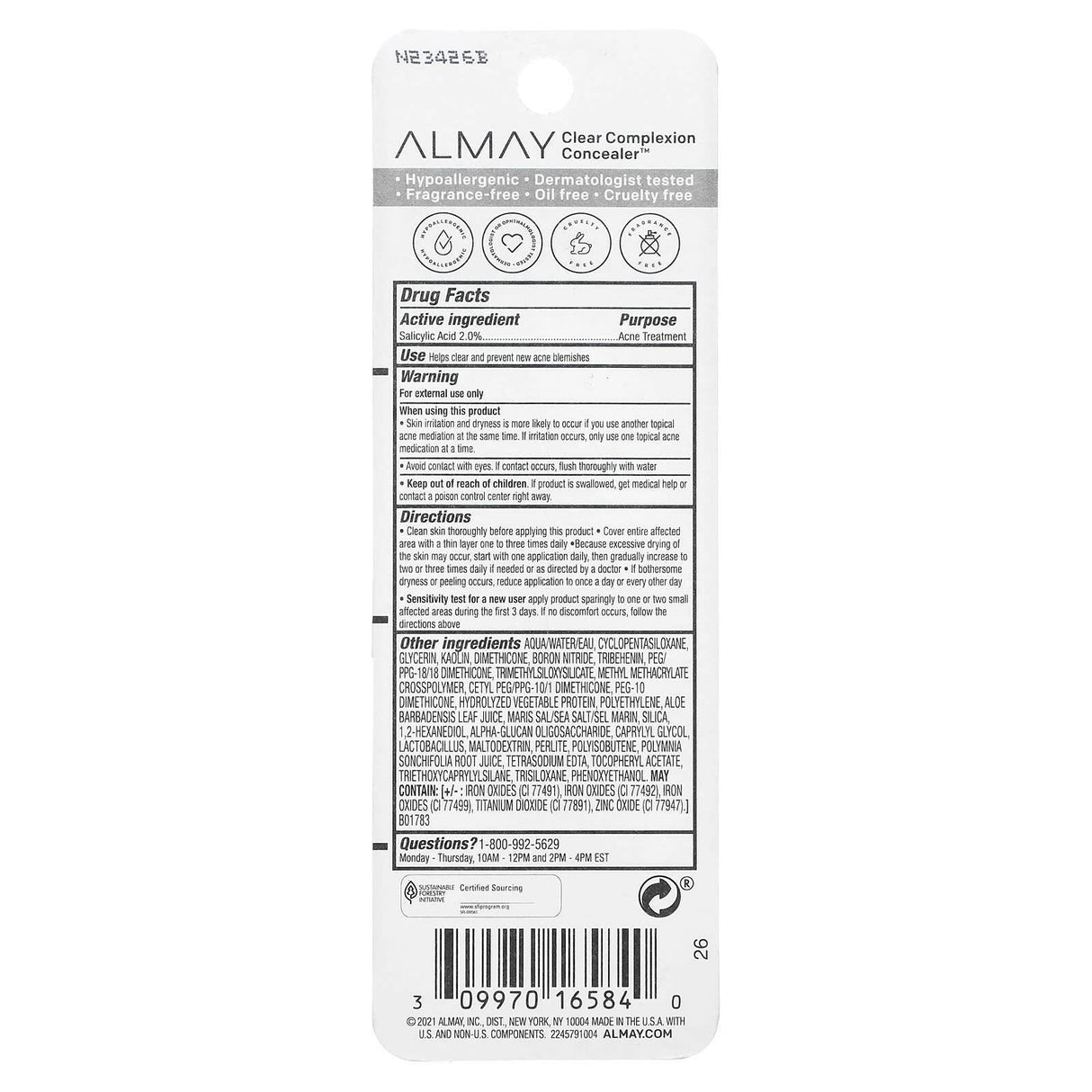 Almay, Clear Complexion Concealer, 300 Medium, 0.3 fl oz (9 ml) - Supply Center USA