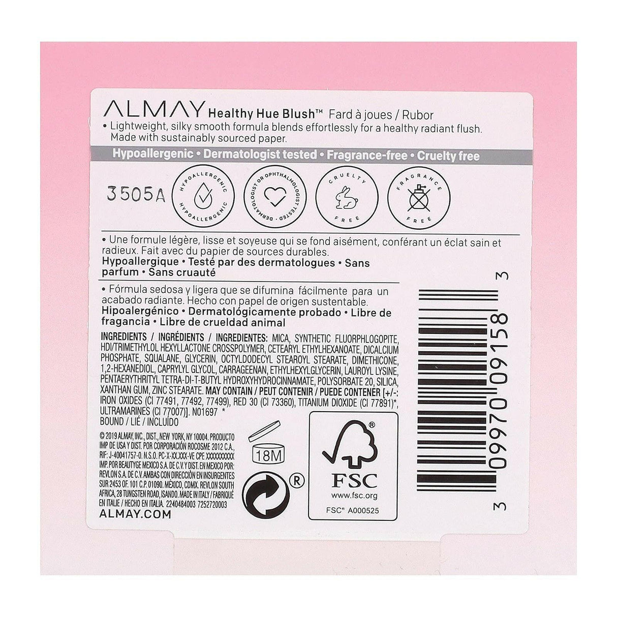Almay, Healthy Hue Blush, 300 Pink Flush, 0.17 oz (5 g) - Supply Center USA