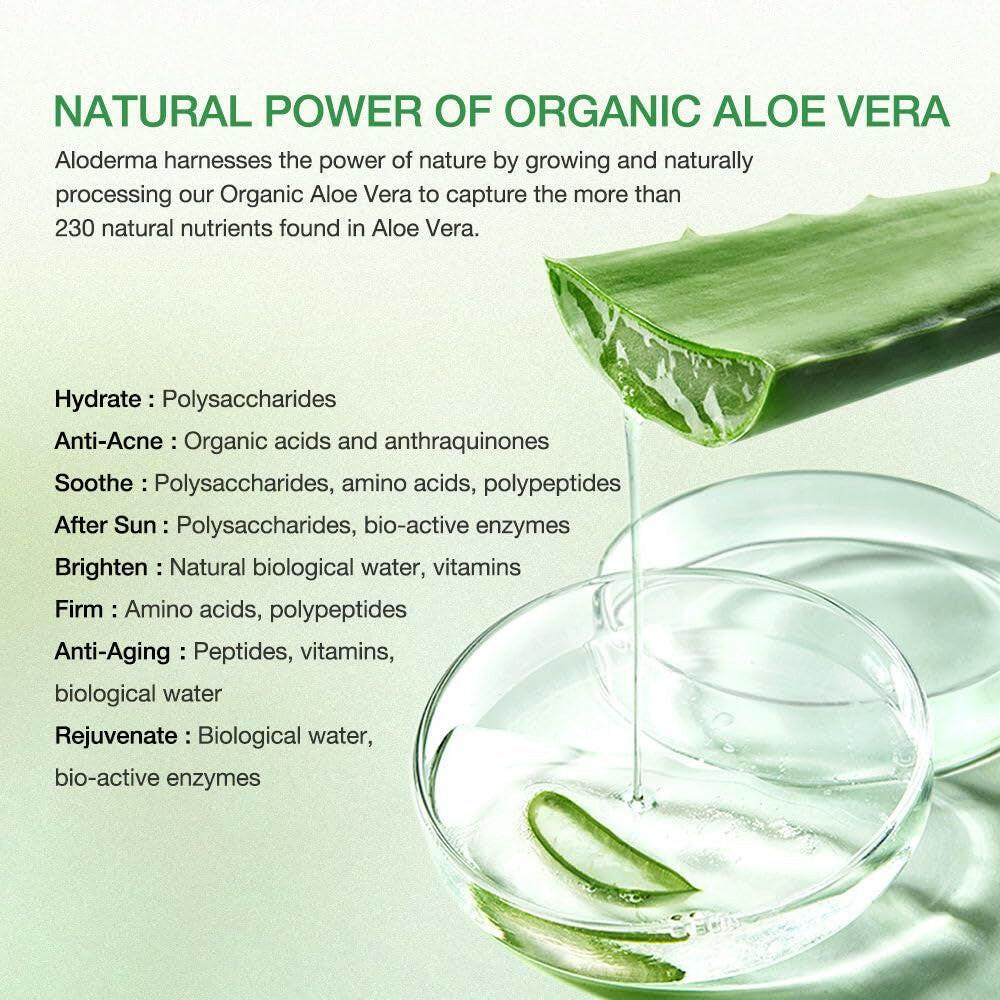 Aloderma 99% Organic Aloe Vera Gel for Face Made within 12 Hours of Harvest - Natural Hydrating Pure Aloe Vera Gel for Soothing Skincare - Moisturizing Aloe Gel for Skin, Face, & Sensitive Skin, 4Oz - Supply Center USA