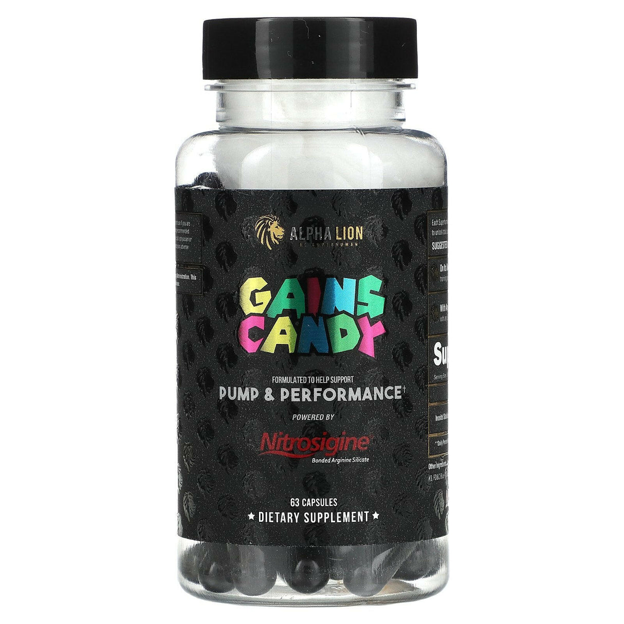 ALPHA LION, Gains Candy, Nitrosigine, 63 Capsules - Supply Center USA