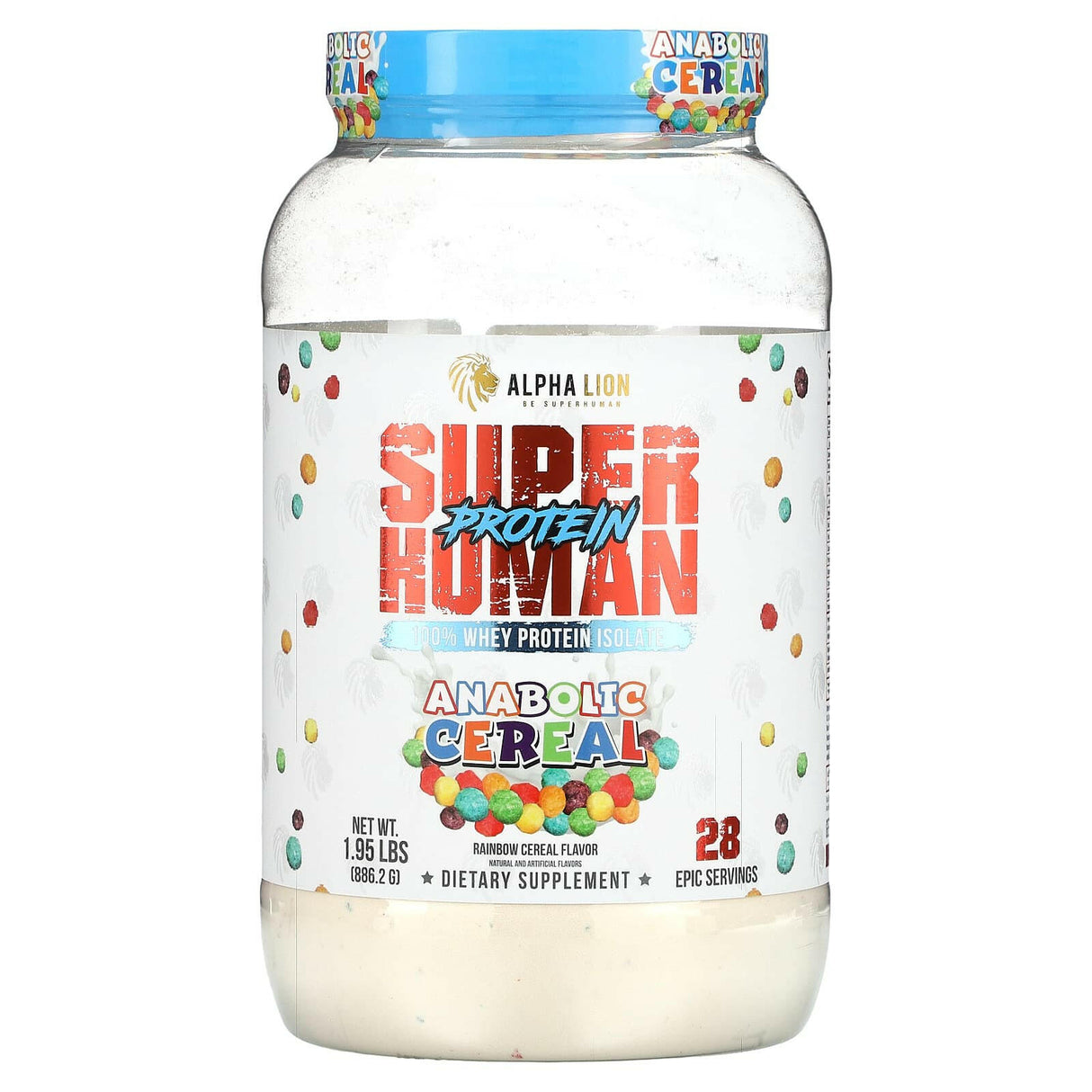 ALPHA LION, SuperHuman Protein, Anabolic Cereal, Rainbow Cereal, 1.95 lbs (886.2 g) - Supply Center USA