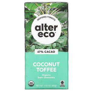 Alter Eco, Organic Dark Chocolate Bar, Coconut Toffee, 47% Cacao, 2.82 oz (80 g) - Supply Center USA