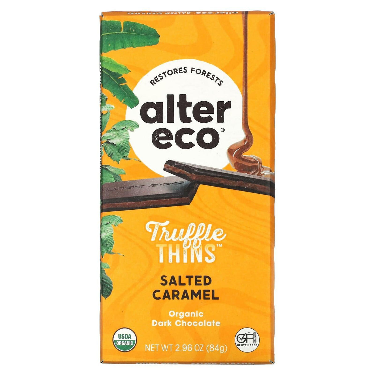 Alter Eco, Truffle Thins, Organic Dark Chocolate Bar, Salted Caramel, 2.96 oz (84 g) - Supply Center USA