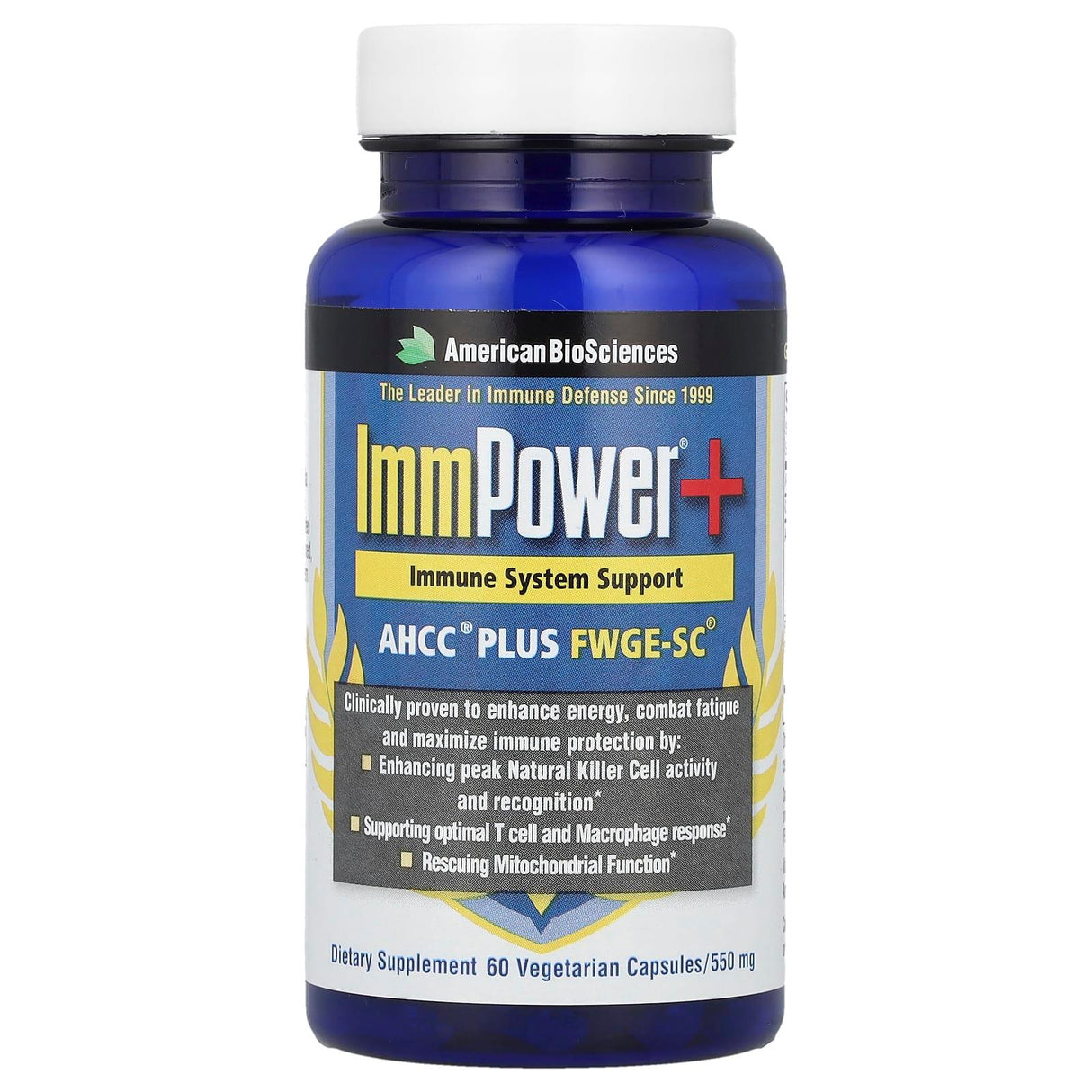American Biosciences, ImmPower®+, AHCC® Plus FWGE-SC®, 60 Vegetarian Capsules - Supply Center USA
