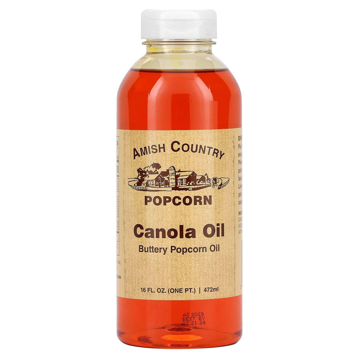 Amish Country Popcorn, Buttery Popcorn Oil, Canola Oil, 16 fl oz (472 ml) - Supply Center USA