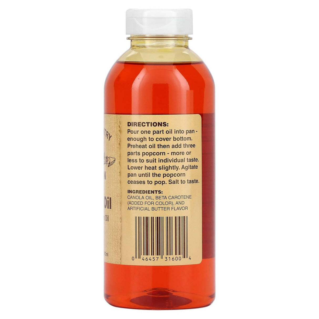 Amish Country Popcorn, Buttery Popcorn Oil, Canola Oil, 16 fl oz (472 ml) - Supply Center USA
