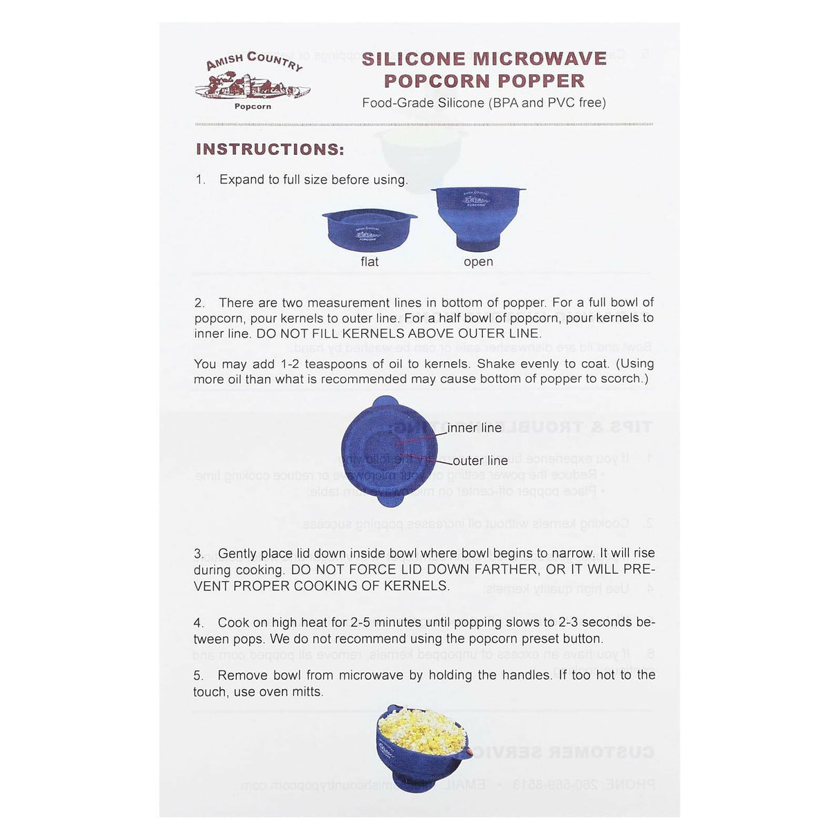 Amish Country Popcorn, Silicone Microwave Popcorn Popper, Grey, 4 Pieces - Supply Center USA