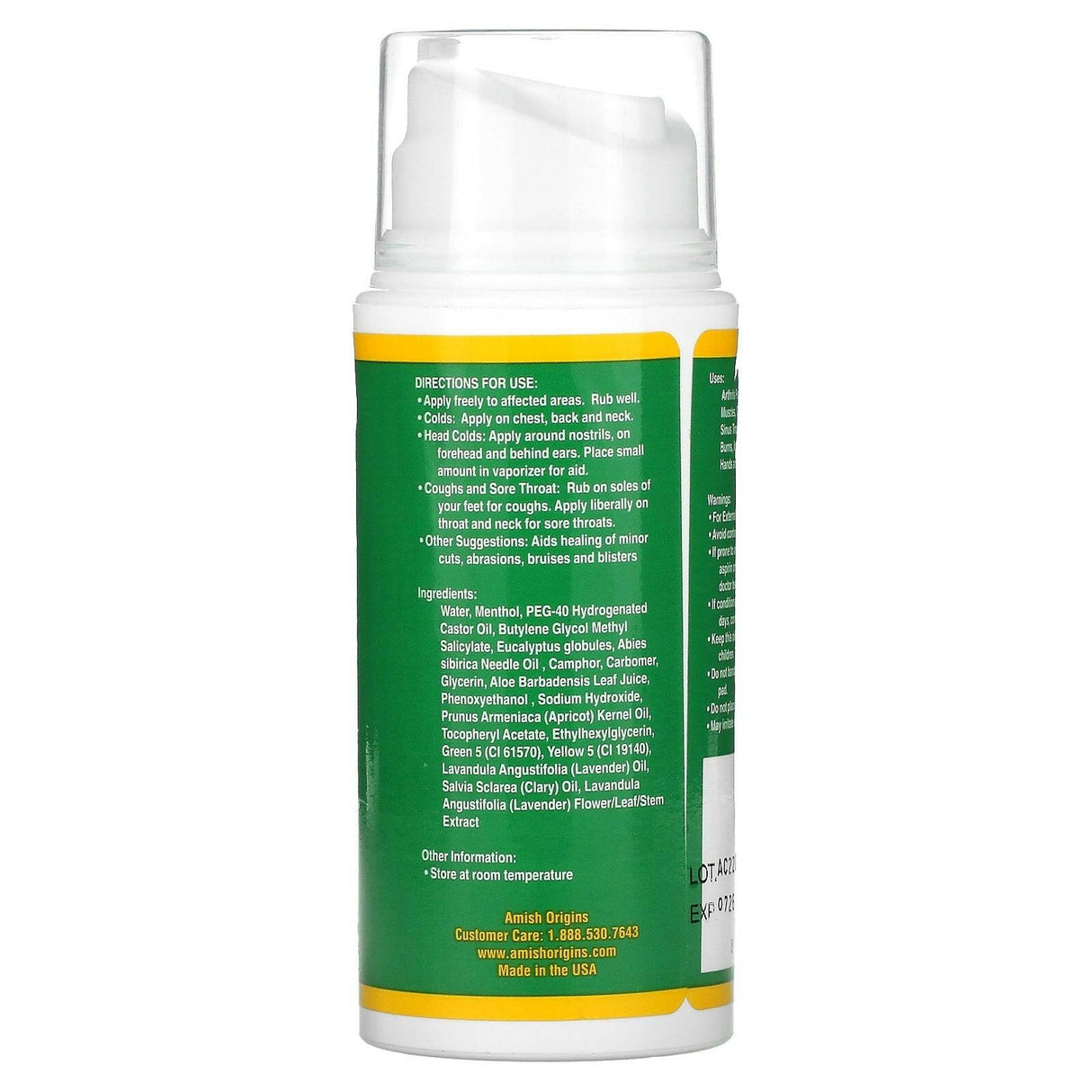 Amish Origins, Deep Penetrating, Pain Relief, Aloe Vera, 3.5 fl oz (99.22 g) - Supply Center USA