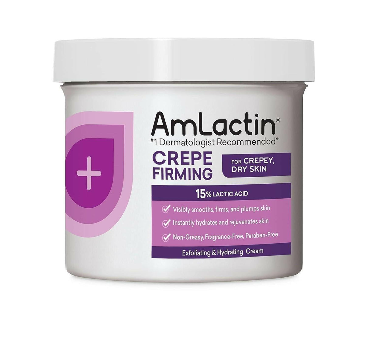 Amlactin Crepe Firming Cream - 12 Oz Body Cream with 15% Lactic Acid - Exfoliator and Moisturizer for Crepey, Dry Skin - Supply Center USA