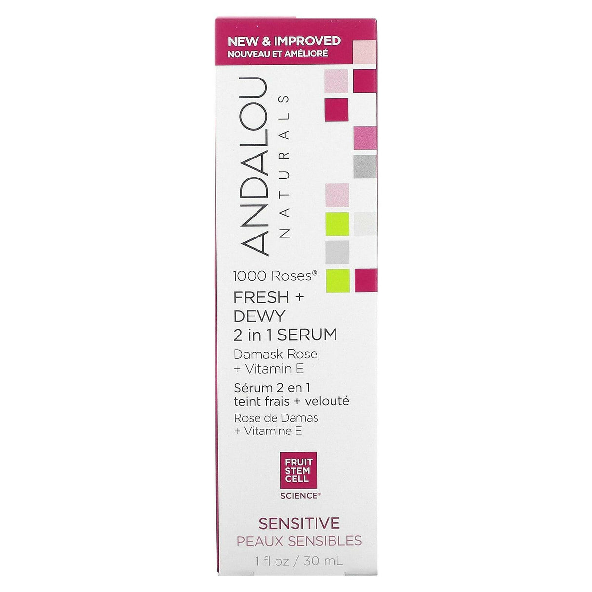 Andalou Naturals, 1000 Roses, Fresh + Dewy 2 in 1 Serum, 1 fl oz (30 ml) - Supply Center USA