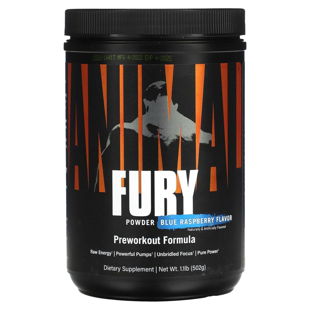 Animal, Fury Powder, Blue Raspberry, 1.1 lb (502 g) - Supply Center USA