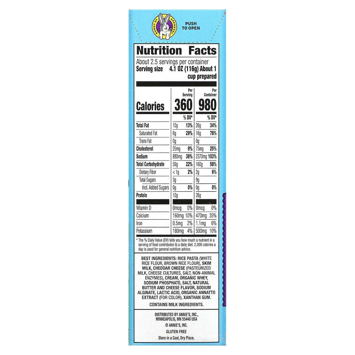 Annie's Homegrown, Deluxe Rich & Creamy, Rice Pasta & Cheese Sauce, Shells & Classic Cheddar, Gluten Free, 11 oz (312 g) - Supply Center USA