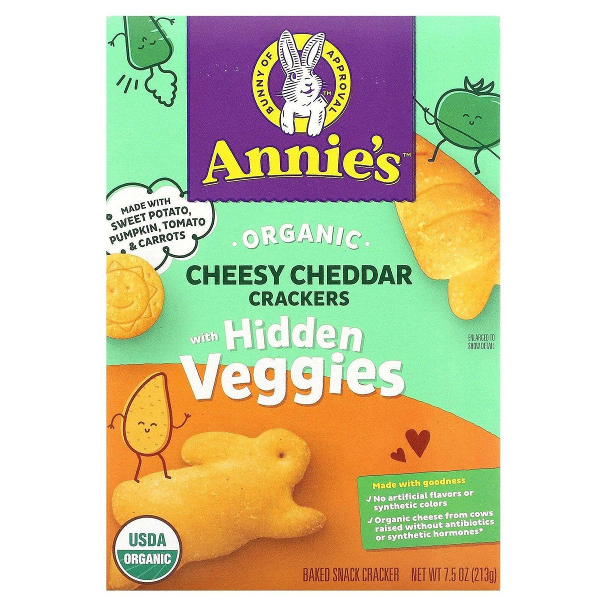 Annie's Homegrown, Organic Cheddar Bunnies, Baked Crackers, Extra Cheesy, 7.5 oz (213 g) - Supply Center USA