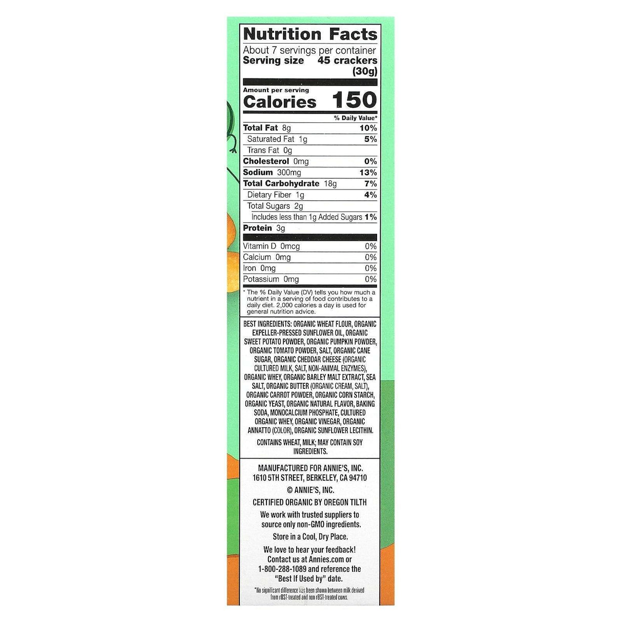 Annie's Homegrown, Organic Cheddar Bunnies, Baked Crackers, Extra Cheesy, 7.5 oz (213 g) - Supply Center USA