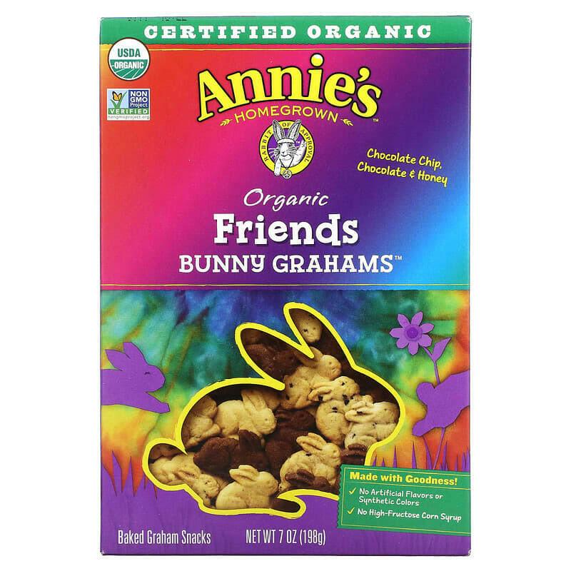 Annie's Homegrown, Organic Friends Baked Bunny Graham Snacks, Chocolate Chip, Chocolate & Honey, 7 oz (198 g) - Supply Center USA