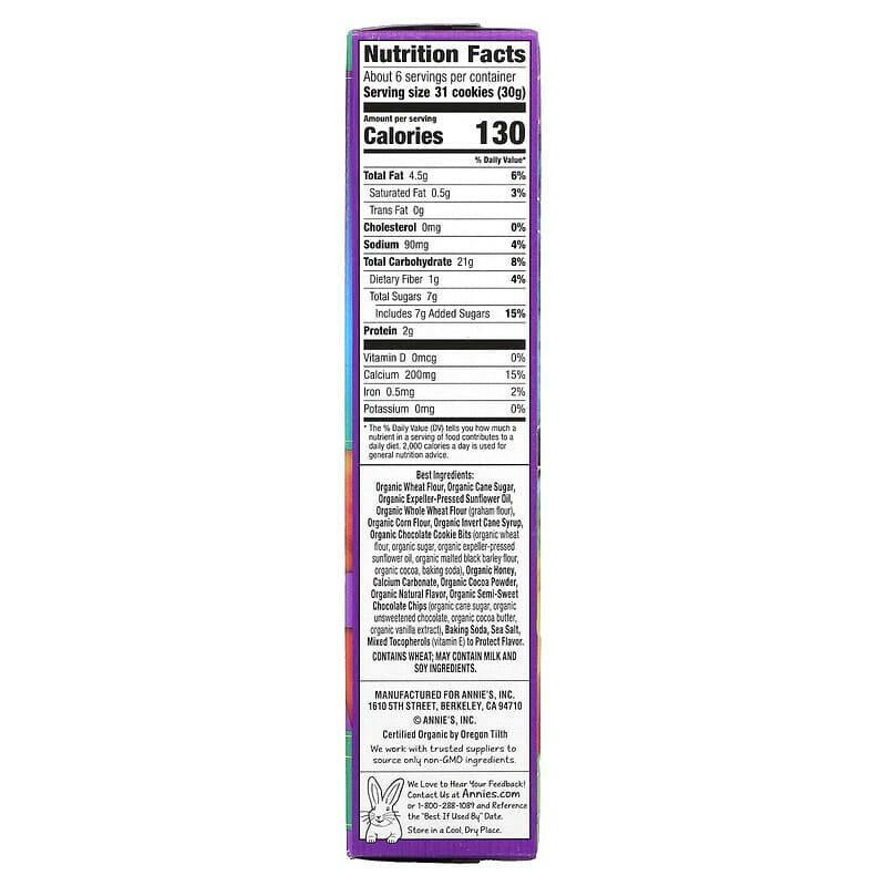 Annie's Homegrown, Organic Friends Baked Bunny Graham Snacks, Chocolate Chip, Chocolate & Honey, 7 oz (198 g) - Supply Center USA