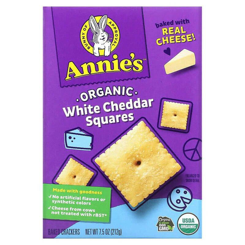 Annie's Homegrown, Organic White Cheddar Squares, 7.5 oz (212 g) - Supply Center USA